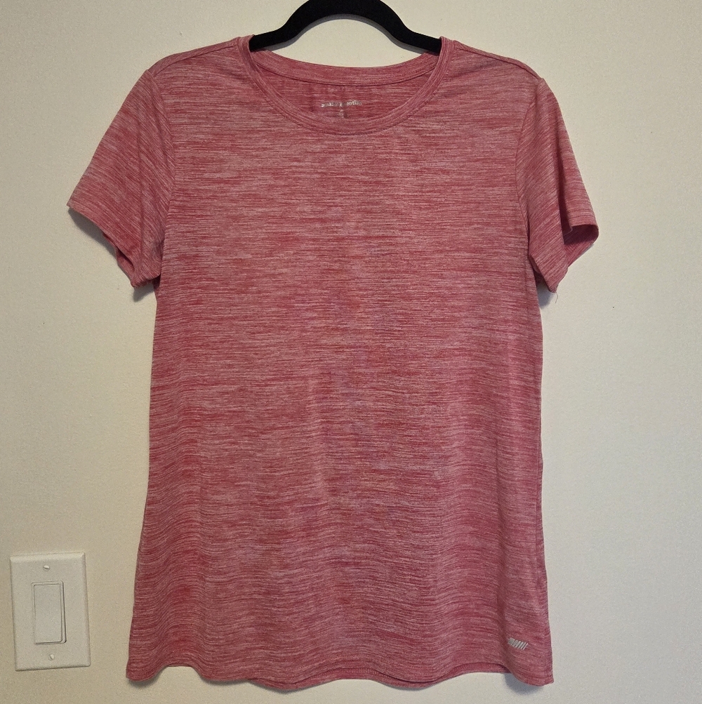 Amazon Essentials Women's Heathered Pink Short Sleeve Medium Tee